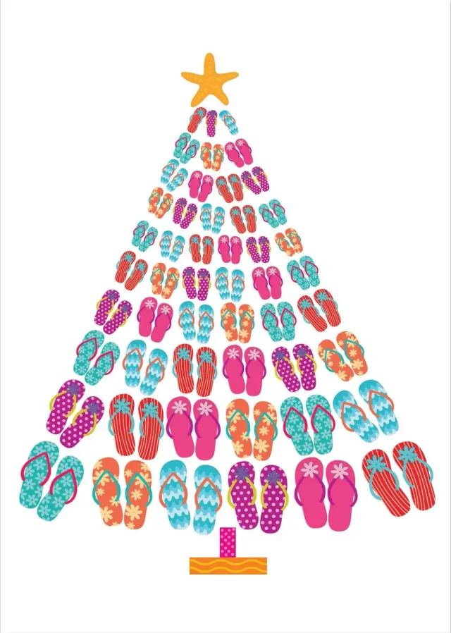 Peter Pauper Press Flip-Flop Tree julekort 20 stk gullfolie