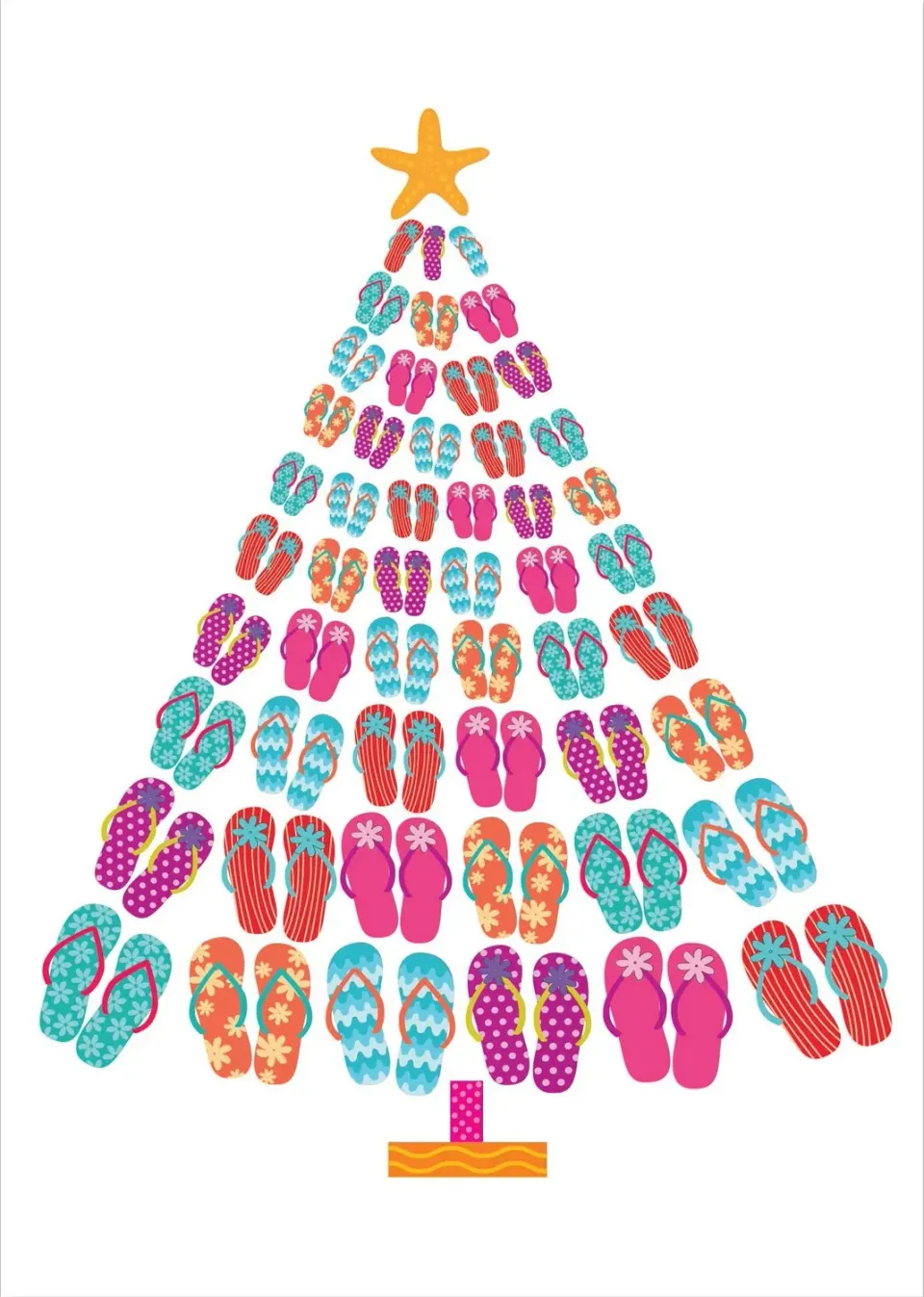 Peter Pauper Press Flip-Flop Tree julekort 20 stk gullfolie
