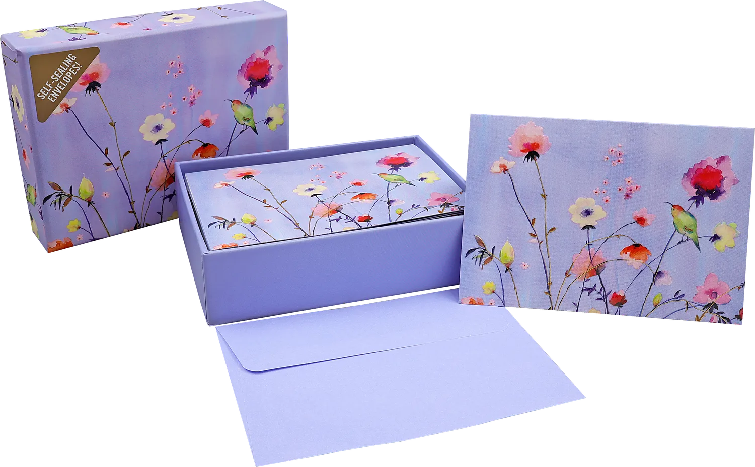 Peter Pauper Press Lavender Wildflowers notatkort 14 stk preget