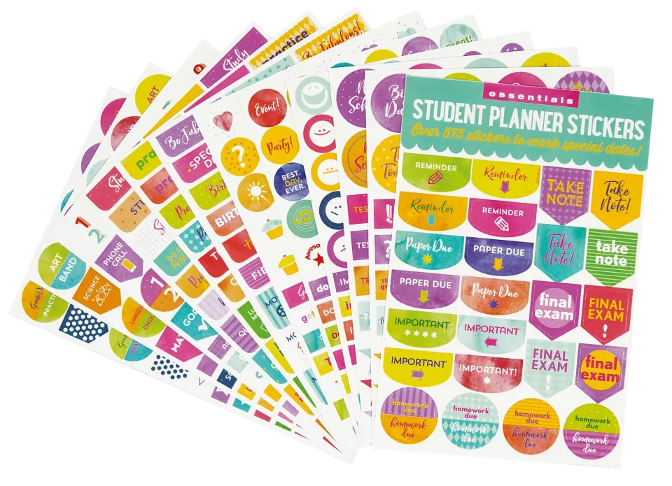 Essentials Student Planner klistremerker 575 stk fargerike