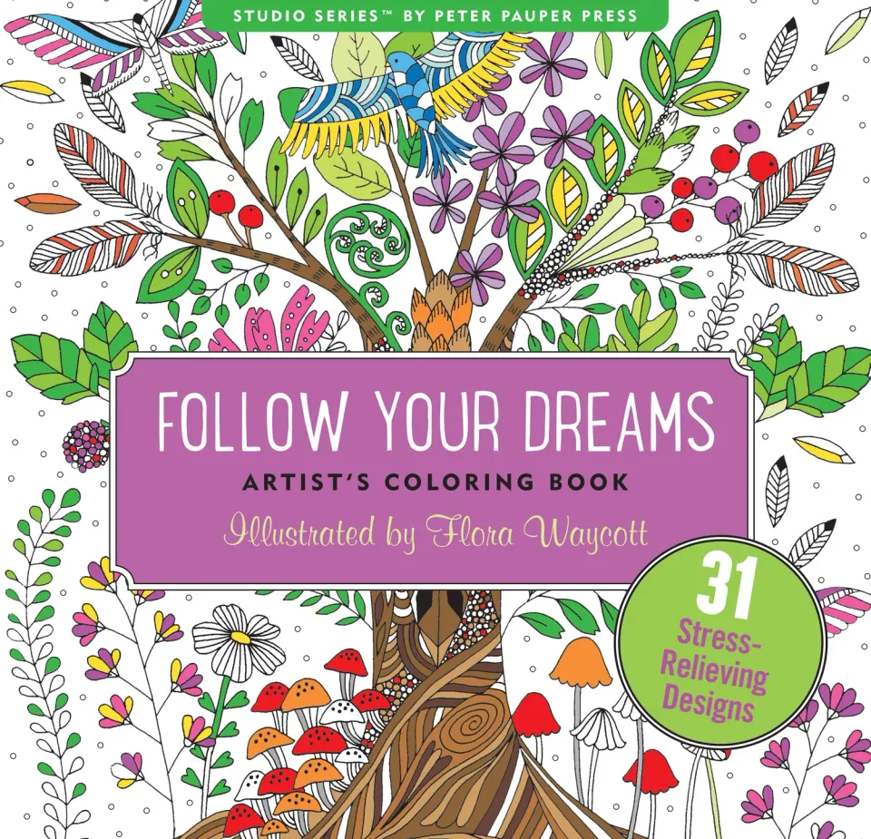 Peter Pauper Press Follow Your Dreams malebok ensidig 31 sider