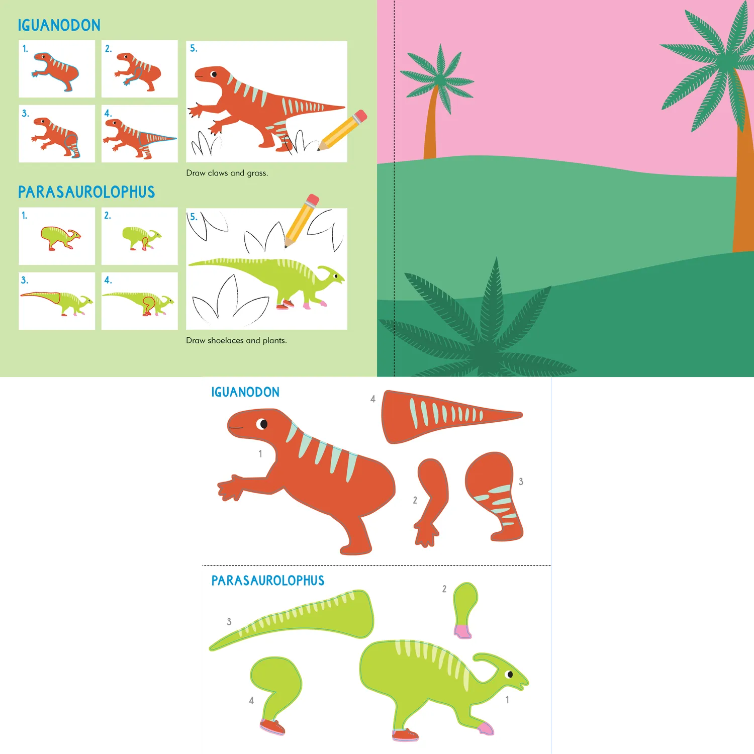 Peter Pauper Press Sticker & Draw Dinosaurs klistremerkebok 30 stk