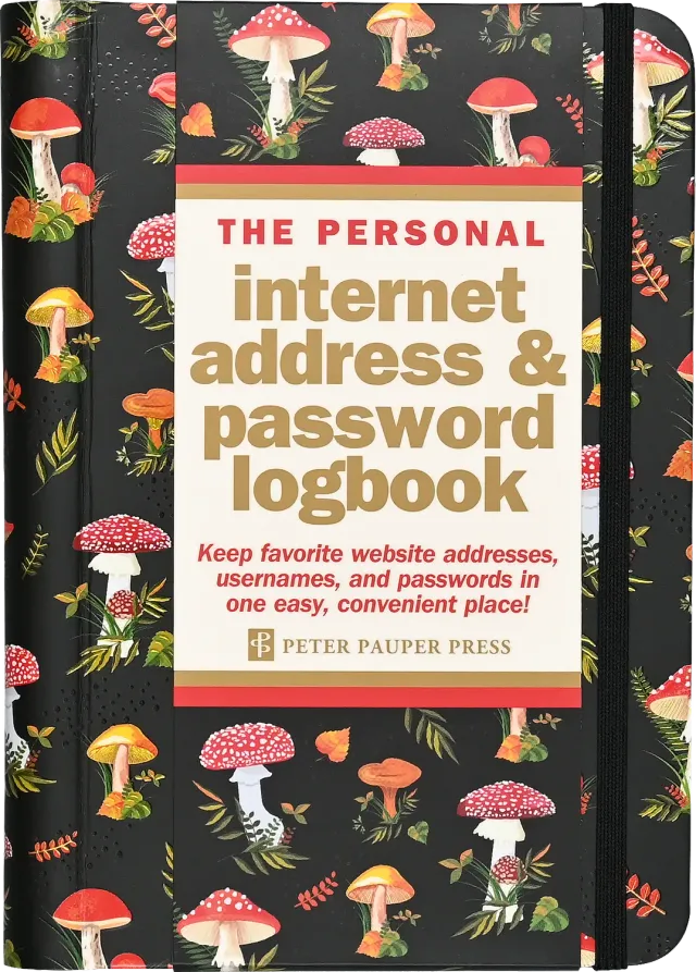 Peter Pauper Press Mushrooms passordbok A-Å 144 sider