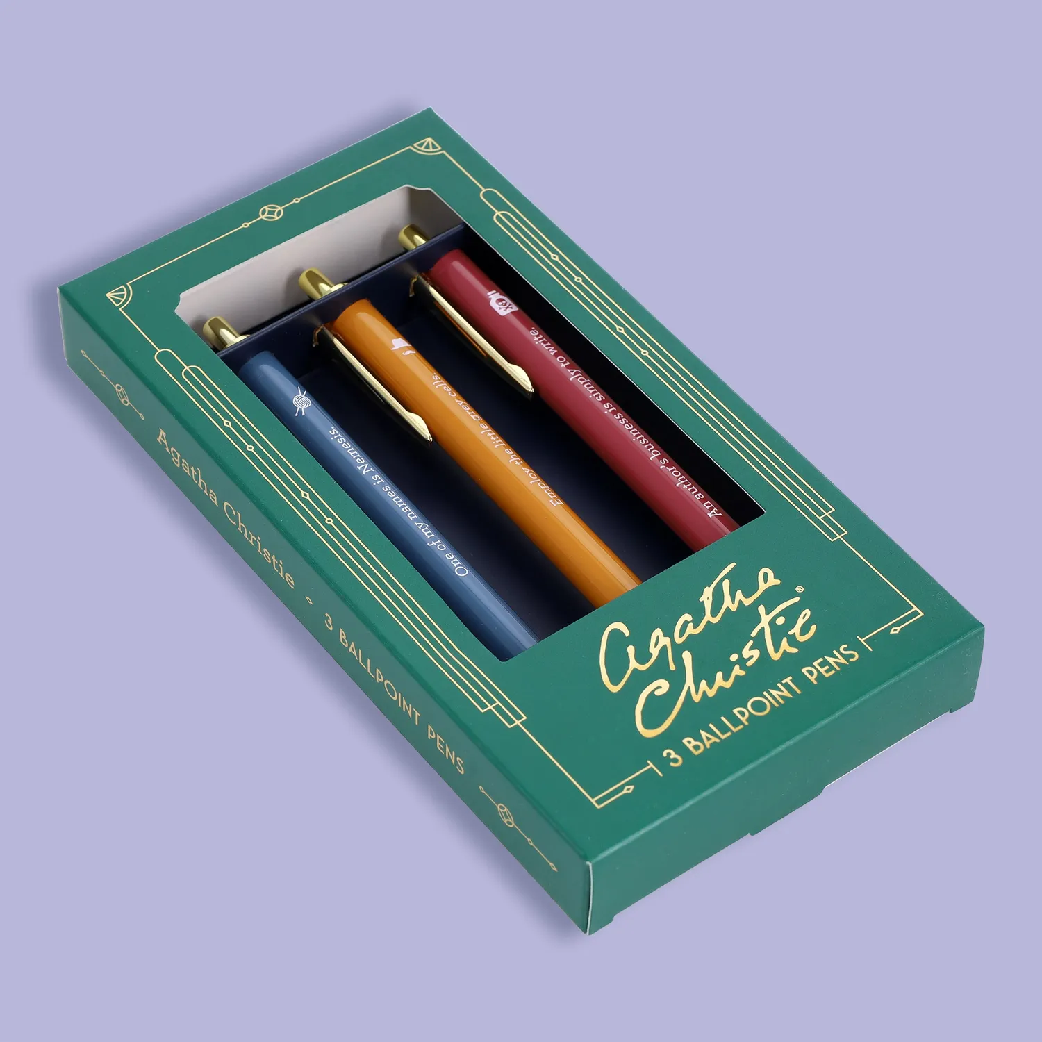 Agatha Christie Pen Set kulepenner 3 stk sitater