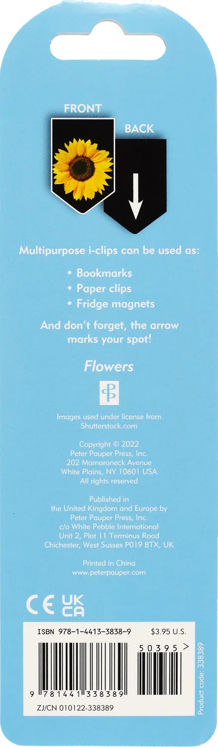 Peter Pauper Press Flowers i-clips magnetisk bokmerke 8 stk