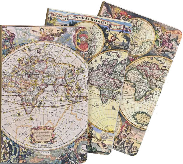 Peter Pauper Press Jotter Old World mini-notatbøker 3-pakning kart