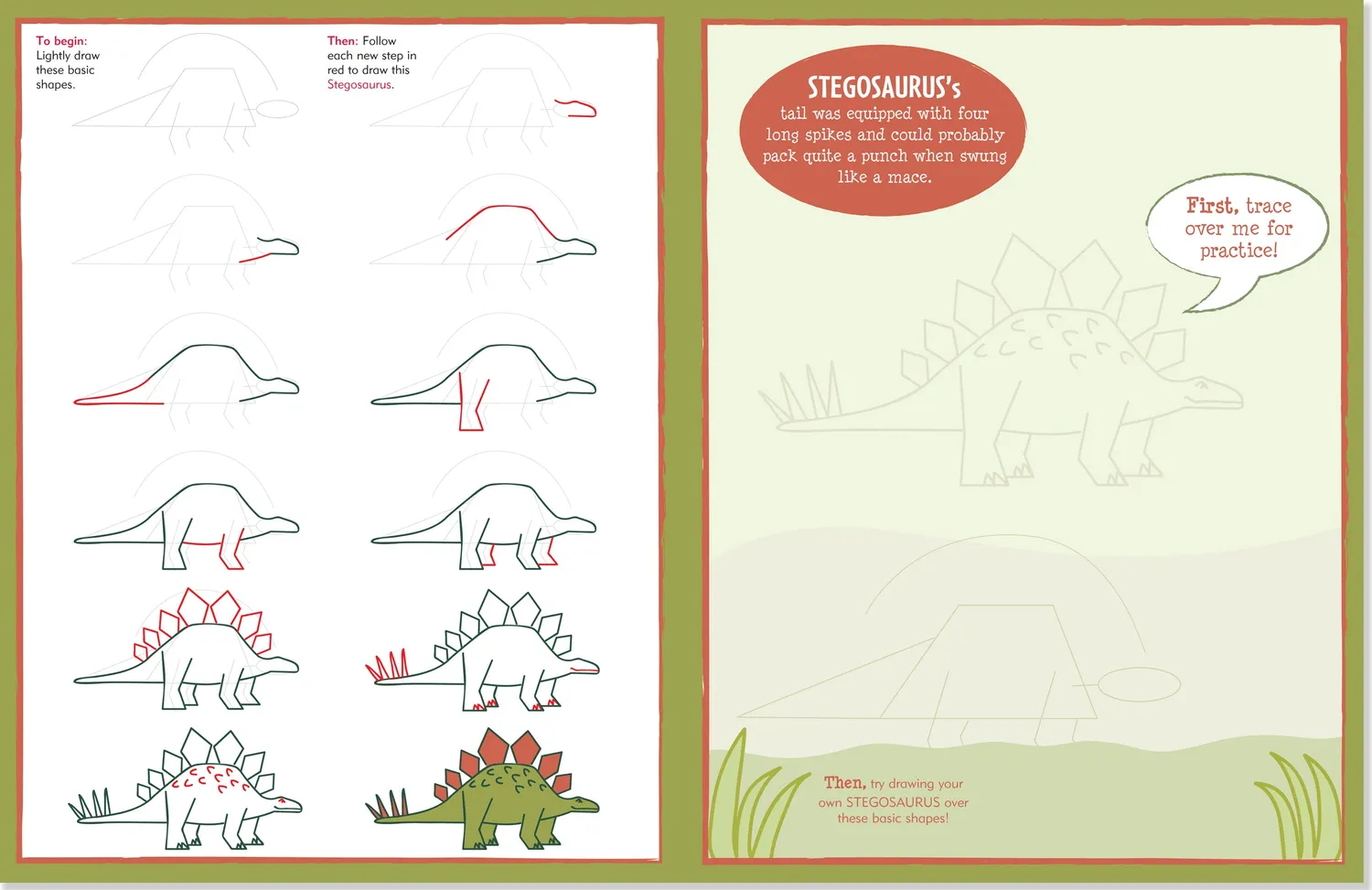 Peter Pauper Press Learn To Draw Dinosaurs tegnebok 48 sider