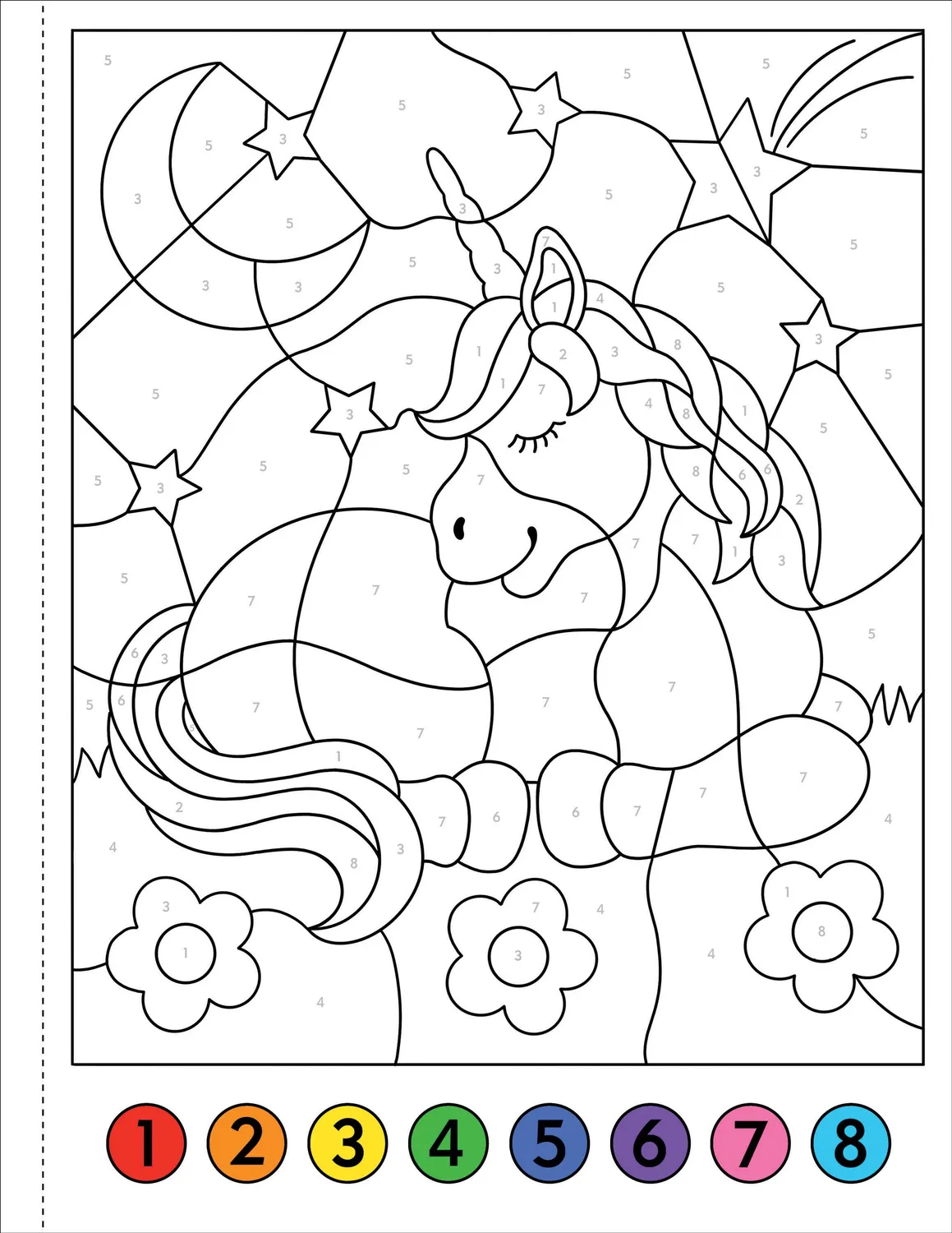 My First Color-by-Number Unicorn fargebok 50 bilder