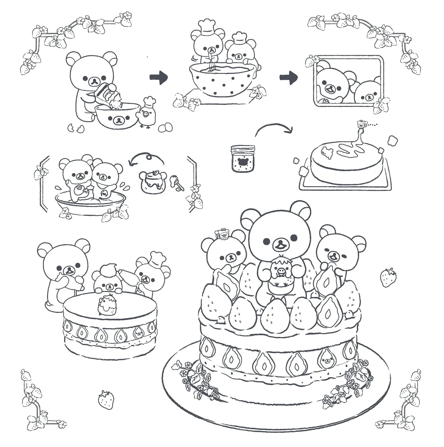 Rilakkuma Sweet & Savory Treats fargeleggingsbok pocket kawaii