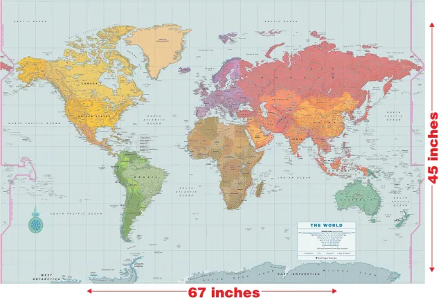Peter Pauper Press Oversized World Wall Map veggkart laminert