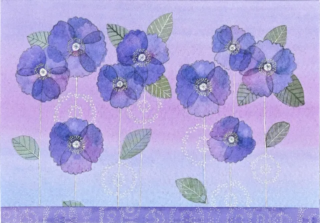 Peter Pauper Press Watercolor Violets kort 14 stk
