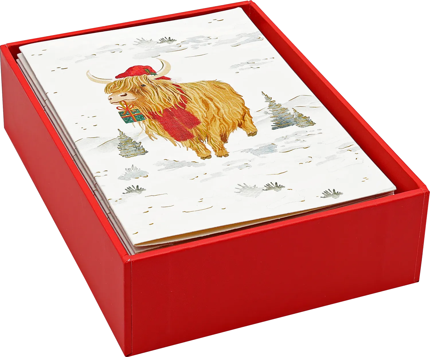 Peter Pauper Press Highland Cow julekort 20-pk