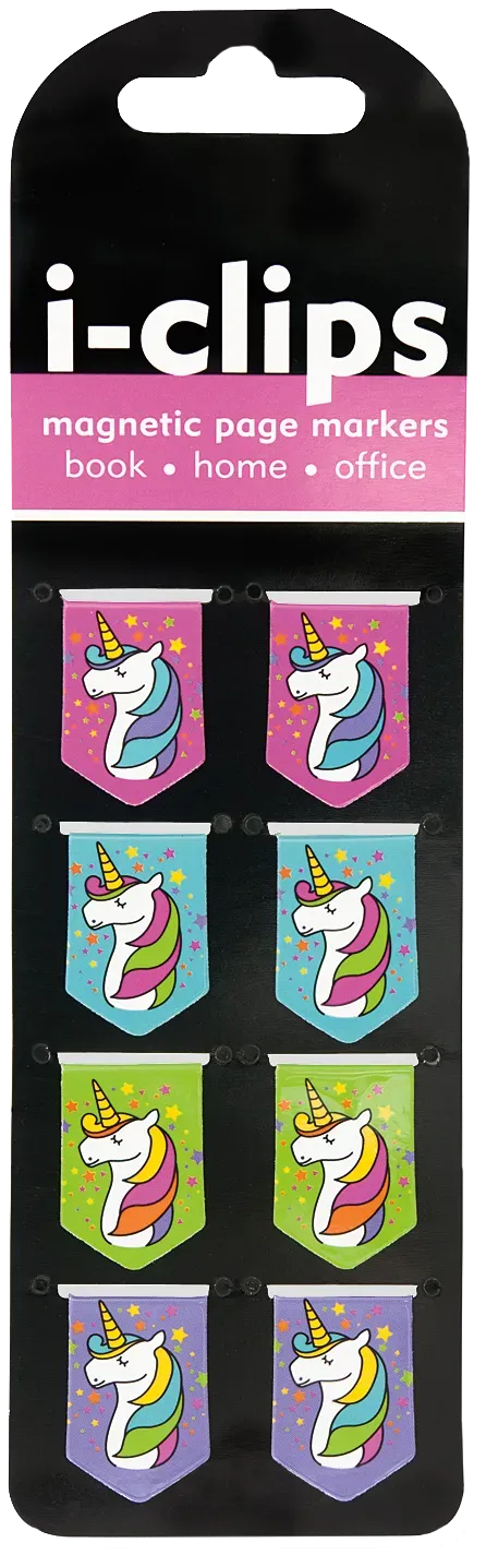 Peter Pauper Press Unicorns i-clips bokmerker 8 stk magnetiske